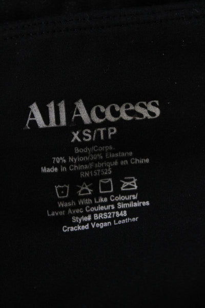 All Access Womens High Waisted Pocketed Wet Look Leggings Solid Black Size XS