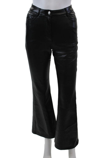 Wilfred Womens Faux Leather Pocketed Flared Leg Pants Solid Black Size 00
