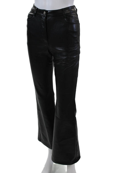 Wilfred Womens Faux Leather Pocketed Flared Leg Pants Solid Black Size 00