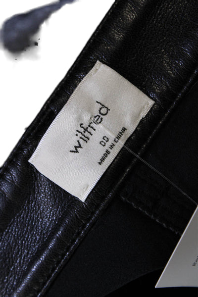 Wilfred Womens Faux Leather Pocketed Flared Leg Pants Solid Black Size 00