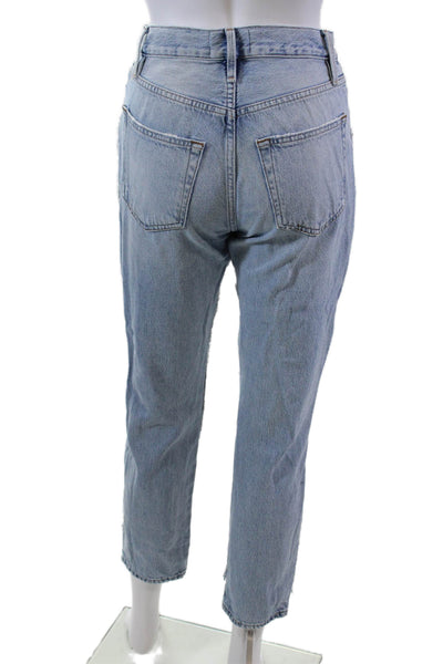 Frame Womens Cotton Raw Trim Detail Distressed Casual Jeans Blue Size 24