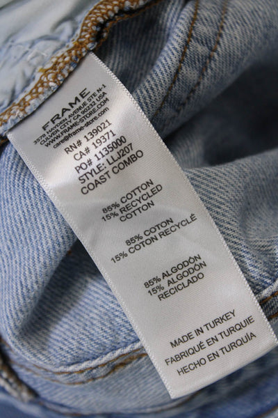 Frame Womens Cotton Raw Trim Detail Distressed Casual Jeans Blue Size 24