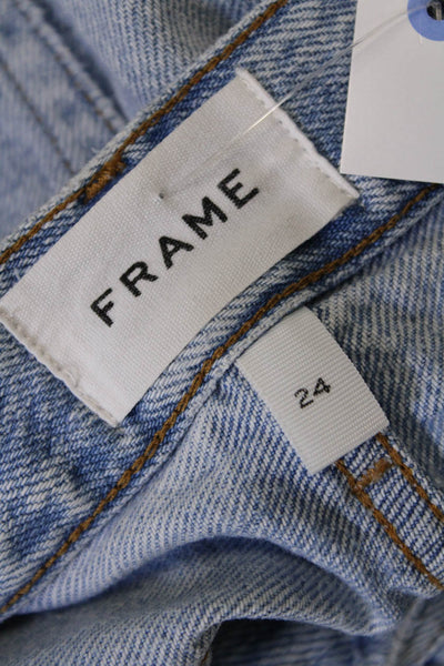 Frame Womens Cotton Raw Trim Detail Distressed Casual Jeans Blue Size 24