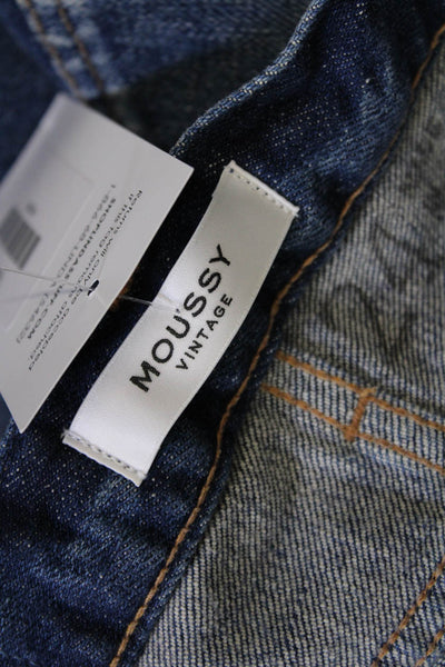 Moussy Womens Cotton Distressed Raw Hem Detail Skinny Leg Jeans Blue Size 24