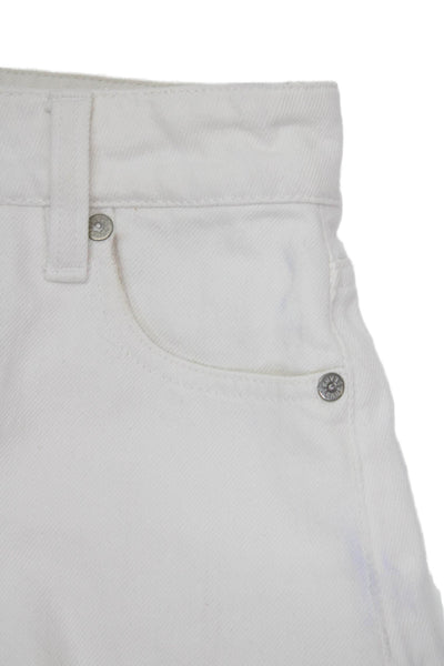 Alice + Olivia Womens Cotton Distressed Raw Hem Denim Shorts White Size 24