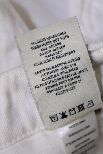 Alice + Olivia Womens Cotton Distressed Raw Hem Denim Shorts White Size 24