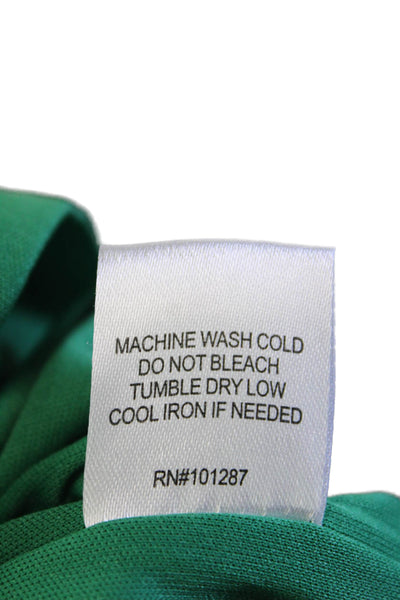 Alexia Admor Womens Textured Lined V-neck Short Sleeve Pleated Dress Green Size