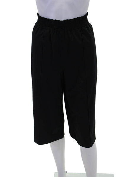 Athleta Womens High Rise Drawstring Pleated Capri Pants Black Size Medium