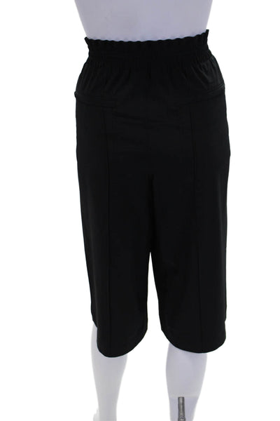 Athleta Womens High Rise Drawstring Pleated Capri Pants Black Size Medium