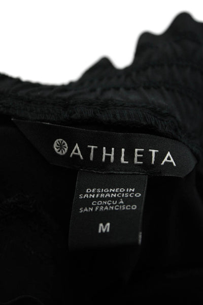 Athleta Womens High Rise Drawstring Pleated Capri Pants Black Size Medium