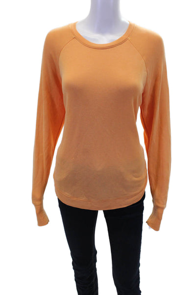 Athleta Womens Long Sleeve Scoop Neck Knit Sweatshirt Orange Size Medium