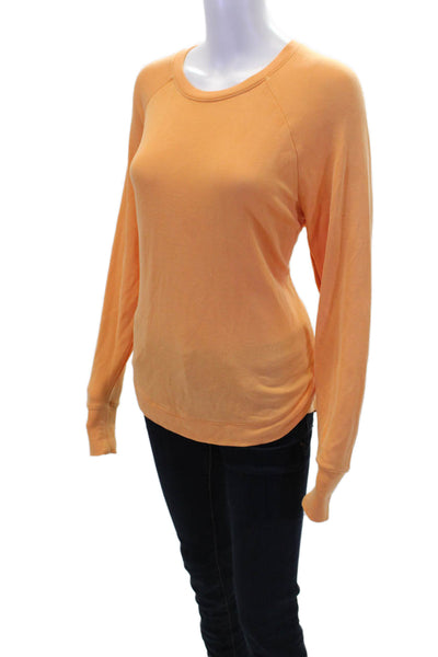 Athleta Womens Long Sleeve Scoop Neck Knit Sweatshirt Orange Size Medium
