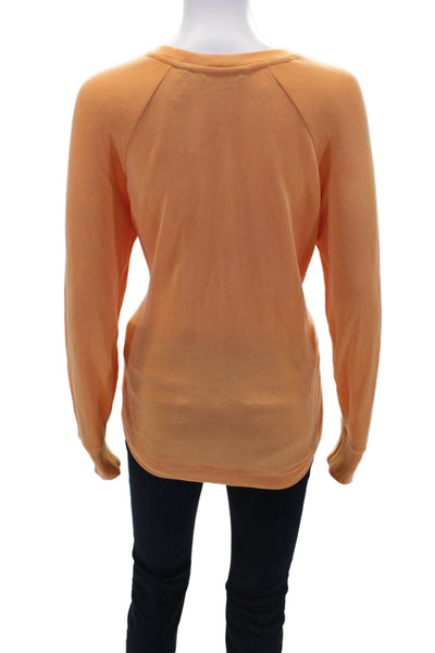 Athleta Womens Long Sleeve Scoop Neck Knit Sweatshirt Orange Size Medium