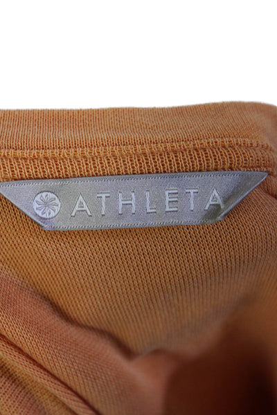 Athleta Womens Long Sleeve Scoop Neck Knit Sweatshirt Orange Size Medium