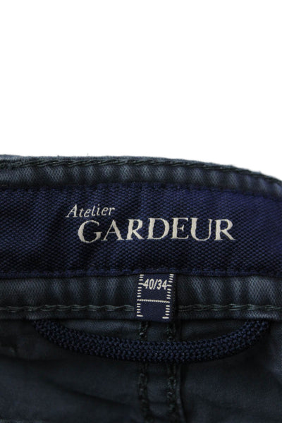 Atelier Gardeur Womens Cotton Zip Button Lined Zip Straight Leg Pants Blue Size