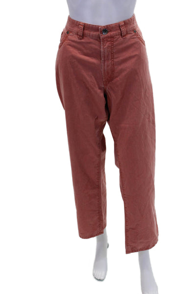 Atelier Gardeur Womens Cotton Zip Button Wide Leg Casual Pants Pink Size EUR 40