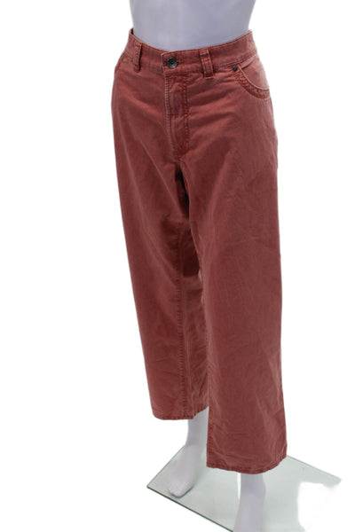 Atelier Gardeur Womens Cotton Zip Button Wide Leg Casual Pants Pink Size EUR 40