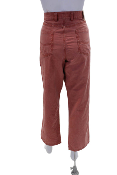 Atelier Gardeur Womens Cotton Zip Button Wide Leg Casual Pants Pink Size EUR 40