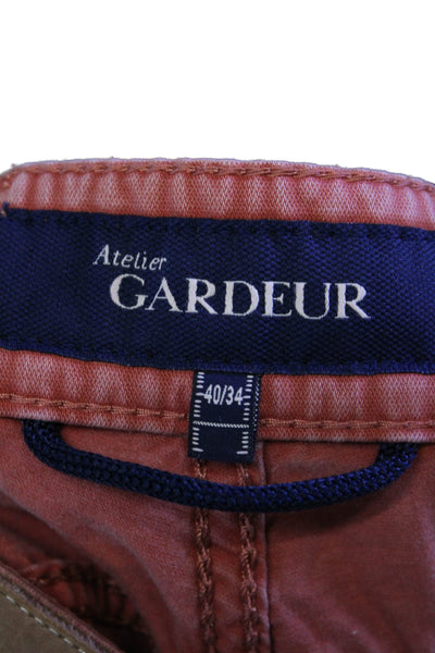 Atelier Gardeur Womens Cotton Zip Button Wide Leg Casual Pants Pink Size EUR 40