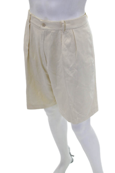 J. Mclaughlin Mens Linen Textured Zip Button Lined Dress Shorts Yellow Size EUR