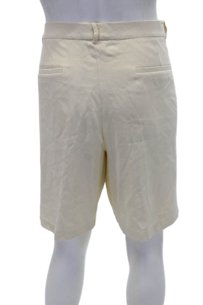 J. Mclaughlin Mens Linen Textured Zip Button Lined Dress Shorts Yellow Size EUR