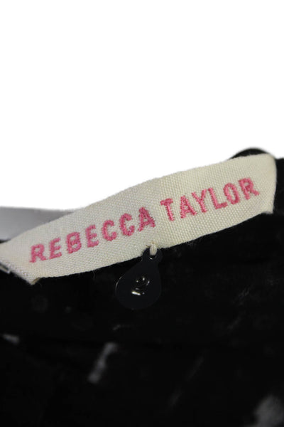 Rebecca Taylor Womens Embellished Short Sleeve Scoop Neck Silk Top Black Size 2