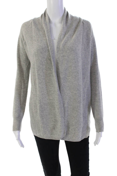 Magaschoni Womens Long Sleeve Open Front Cashmere Cardigan Sweater Gray Size XS