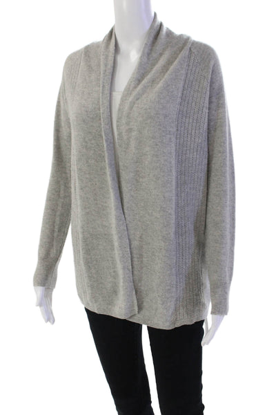 Magaschoni Womens Long Sleeve Open Front Cashmere Cardigan Sweater Gray Size XS