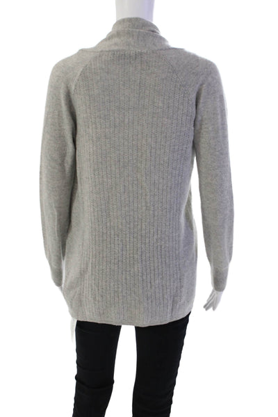 Magaschoni Womens Long Sleeve Open Front Cashmere Cardigan Sweater Gray Size XS