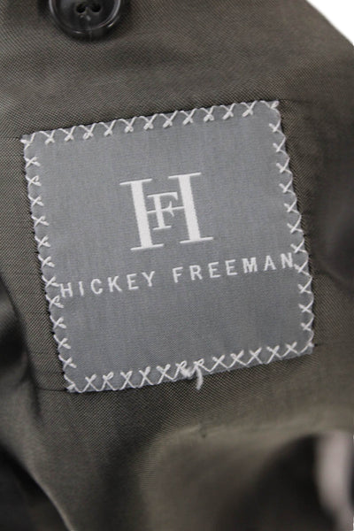 Hickey Freeman Mens Striped Blazer Jacket Gray Blue Wool Size 50 Extra Long