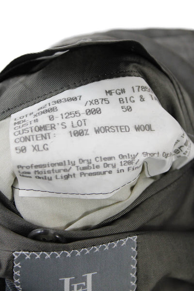 Hickey Freeman Mens Striped Blazer Jacket Gray Blue Wool Size 50 Extra Long