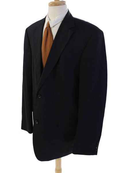 Hugo Boss Mens Two Button Classic Lapel Blazer Jacket Black Wool Size 48 Long
