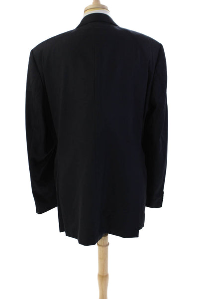 Hugo Boss Mens Two Button Classic Lapel Blazer Jacket Black Wool Size 48 Long