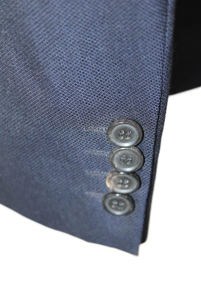 Hugo Boss Mens Two Button Classic Lapel Blazer Jacket Black Wool Size 48 Long