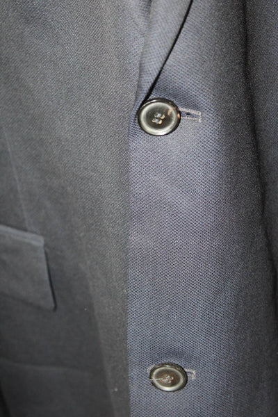 Hugo Boss Mens Two Button Classic Lapel Blazer Jacket Black Wool Size 48 Long