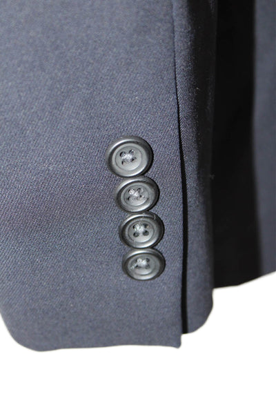 Paul Stuart Mens Two Button Wide Lapel Blazer Black Wool Size 50 Extra Long