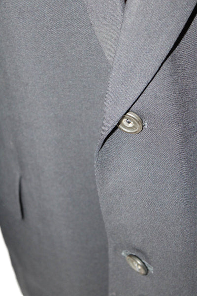 Paul Stuart Mens Two Button Wide Lapel Blazer Black Wool Size 50 Extra Long
