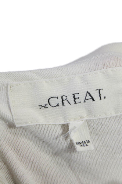 The Great Womens Cotton Short Sleeve Babydoll Peplum Blouse Top White Size 2