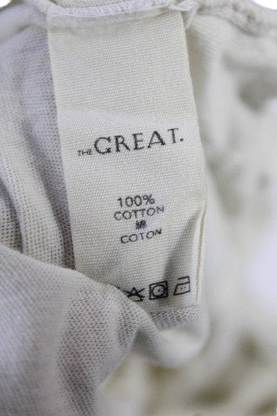 The Great Womens Cotton Short Sleeve Babydoll Peplum Blouse Top White Size 2