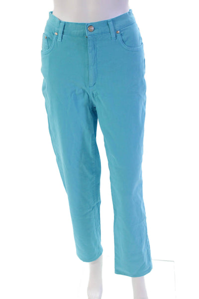 Krizia Jeans Womens High Rise Colored Straight Leg Jeans Blue Size 26"