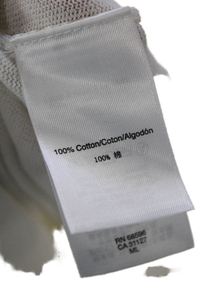 DKNY Womens Cotton Long Sleeve Crewneck Mesh Trim T Shirt White Size P