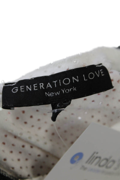 Generation Love Womens Long Sleeve Contrast Trim Mesh Top White Size M