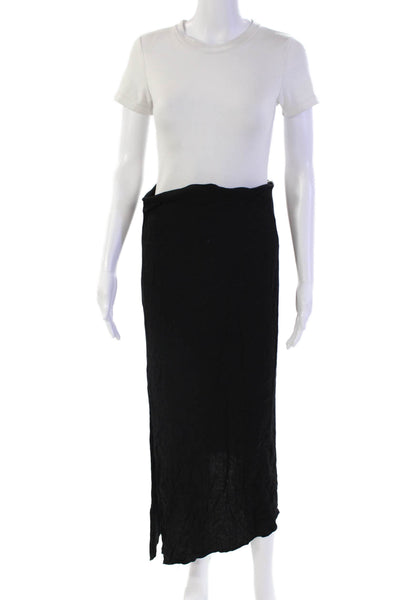 Splendid Womens Solid Asymmetric Midi Skirt Black Size S