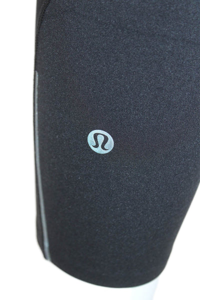 Lululemon Womens Pocketed Elastic Drawstring Cropped Leggings Black Size S