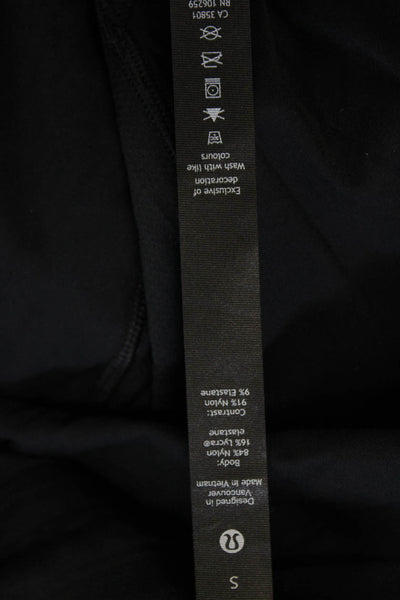 Lululemon Womens Pocketed Elastic Drawstring Cropped Leggings Black Size S