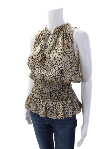 Current Air Womens Textured V-neck Sleeveless Animal Print Tank Top Nude Size M