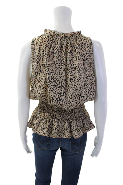 Current Air Womens Textured V-neck Sleeveless Animal Print Tank Top Nude Size M