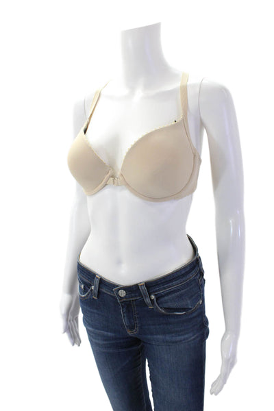8 Huit Womens Front Closure Racerback Underwire Bra Solid Beige Size 34D