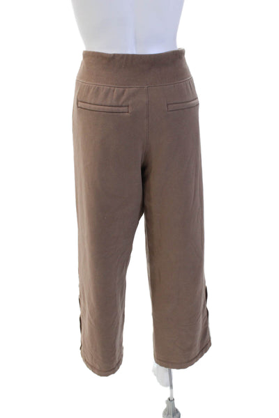 Athleta Womens Cotton Lined Wide Leg Elastic Waistband Casual Pants Brown Size L