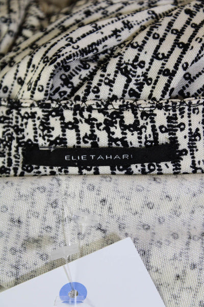 Elie Tahari Womens Textured Sleeveless V-neck Pattern Dress Cream Size M
